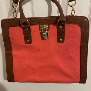 Brown and Peach colored purse